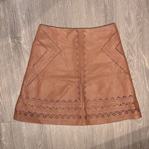 Genuine Leather Brown Cutout Skirt Size 2